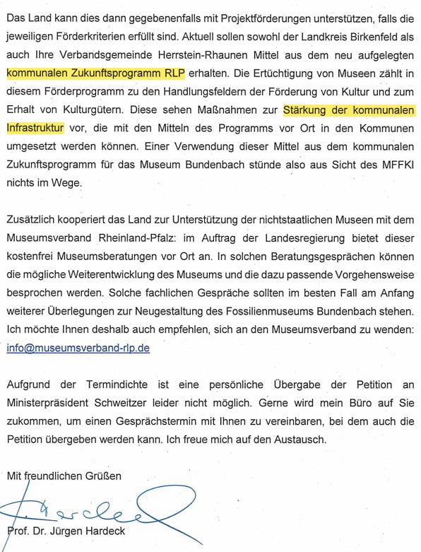 Bundenbach-Fossilienmuseum_Antwortschreiben_2